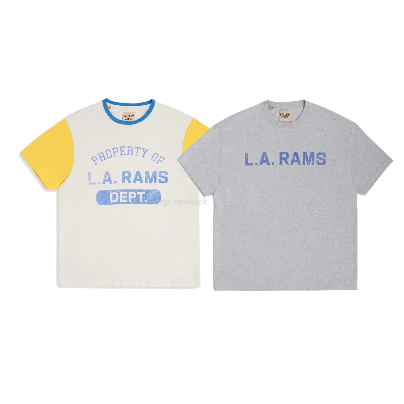 Gallery Dept X La Rams Color Block Tee Rams Co Branded Old Print Contrast Short Sleeve T Shirt (1) - www.newkick.vip